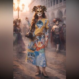 💃🏻SUPER RARE💃🏻 Anthropologie NWT De Loreta Kiara Long-Sleeve Midi Dress size M.